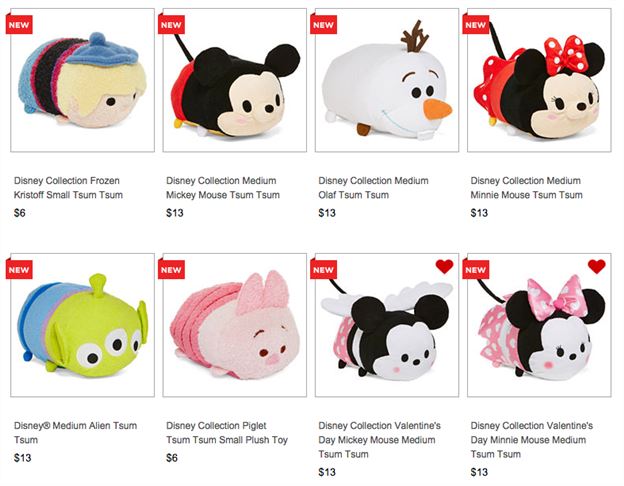 More Tsum Tsums added at JCPenney.com including medium Valentine's Tsums and Tsum Tsums appear at Walmart