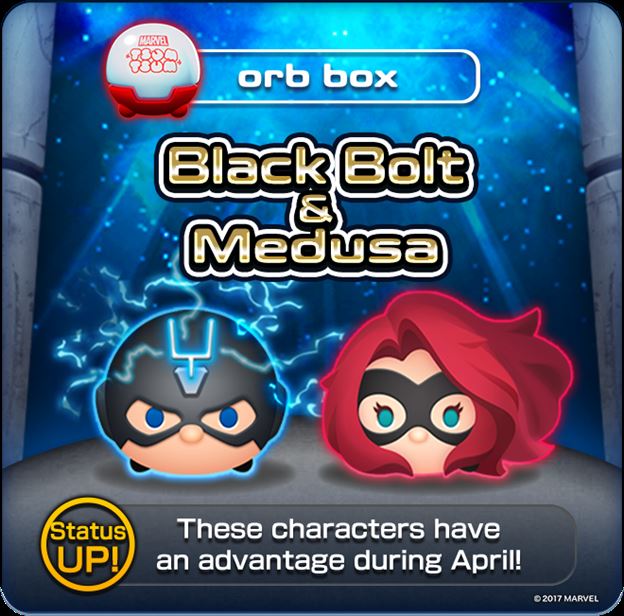 Marvel Tsum Tsum Game Update! Black Bolt and Medusa added to Orb Box!