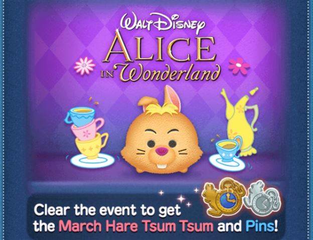 Tsum Tsum Game News! Alice in Wonderland Catch the White Rabbit Event now live!