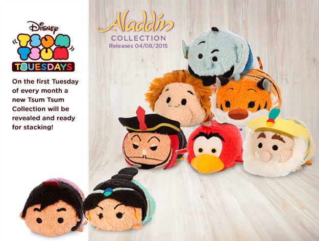 Happy Tsum Tsum Tuesday! Lilo and Stitch and Baymax Tsums released!  Next Month... Aladdin!