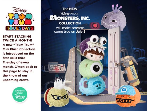 Tsum Tsum Plush News! Monsters, Inc Tsum Tsums coming in two weeks!