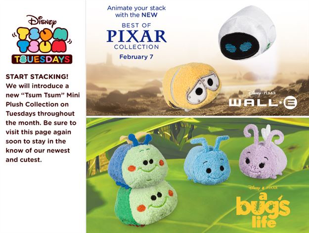 Tsum Tsum Plush News! Best of Pixar Collection coming for the first Tsum Tsum Tuesday in February!