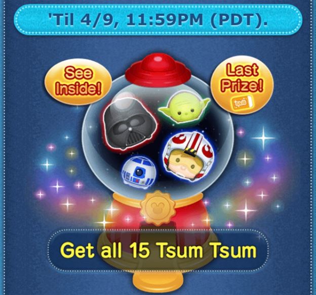 Tsum Tsum Game News! Original Star Wars Tsums back in limited time Pickup Capsule!