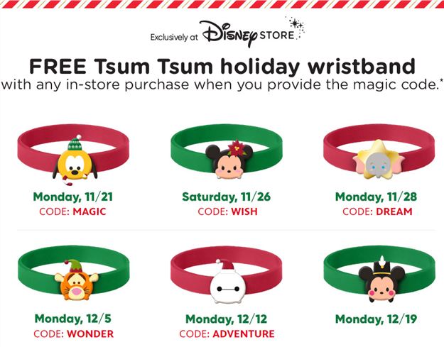 Fifth Tsum Tsum Holiday Wristband available today at the Disney Store with code: ADVENTURE!