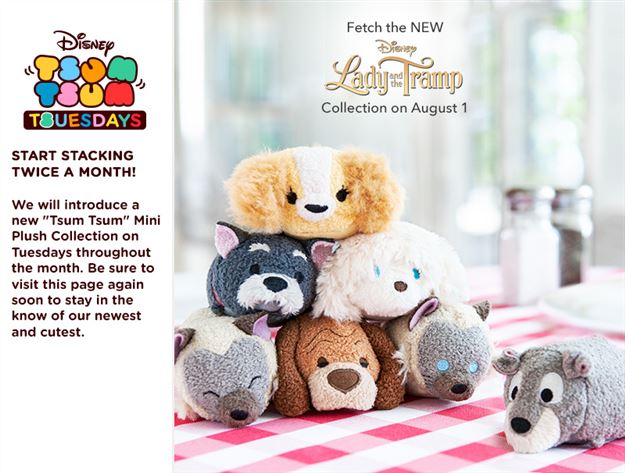 Tsum Tsum Plush News! Lady and the Tramp set coming to the US Disney Store for Tsum Tsum Tuesday in August!